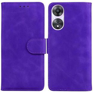 For OPPO A58 Skin Feel Pure Color Flip Leather Phone Case(Purple)