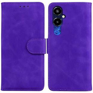 For Tecno Pova 4 Pro Skin Feel Pure Color Flip Leather Phone Case(Purple)