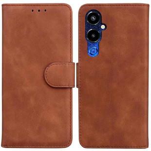 For Tecno Pova 4 Pro Skin Feel Pure Color Flip Leather Phone Case(Brown)