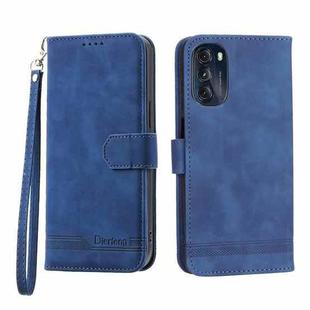 For Motorola Moto G 5G 2022 Dierfeng Dream Line TPU + PU Leather Phone Case(Blue)