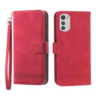 For Motorola Moto E32 4G Dierfeng Dream Line TPU + PU Leather Phone Case(Red)