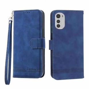 For Motorola Moto E32 4G Dierfeng Dream Line TPU + PU Leather Phone Case(Blue)