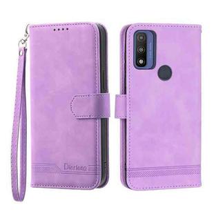 For Motorola Moto G Power 2022 Dierfeng Dream Line TPU + PU Leather Phone Case(Purple)