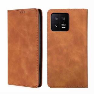 For Xiaomi 13 Pro Skin Feel Magnetic Horizontal Flip Leather Phone Case(Light Brown)