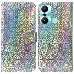 For Infinix Hot 20 Play Colorful Magnetic Buckle Leather Phone Case(Silver)