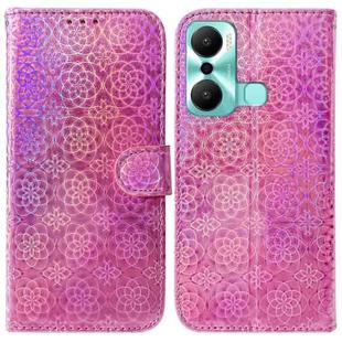 For Infinix Hot 20 Play Colorful Magnetic Buckle Leather Phone Case(Pink)