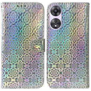 For OPPO A58 Colorful Magnetic Buckle Leather Phone Case(Silver)