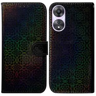 For OPPO A58 Colorful Magnetic Buckle Leather Phone Case(Black)