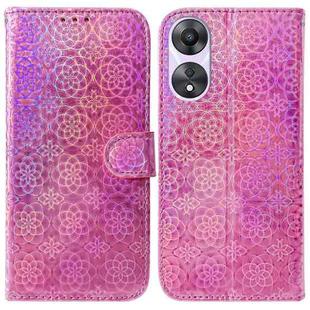 For OPPO A58 Colorful Magnetic Buckle Leather Phone Case(Pink)