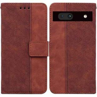 For Google Pixel 7a Geometric Embossed Flip Leather Phone Case(Brown)