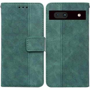 For Google Pixel 7a Geometric Embossed Flip Leather Phone Case(Green)