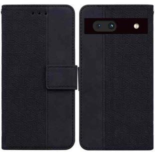 For Google Pixel 7a Geometric Embossed Flip Leather Phone Case(Black)