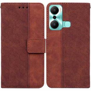 For Infinix Hot 20 Play Geometric Embossed Flip Leather Phone Case(Brown)