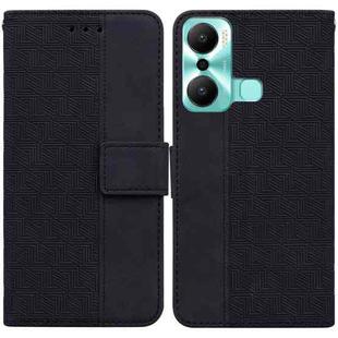 For Infinix Hot 20 Play Geometric Embossed Flip Leather Phone Case(Black)