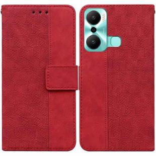 For Infinix Hot 20 Play Geometric Embossed Flip Leather Phone Case(Red)