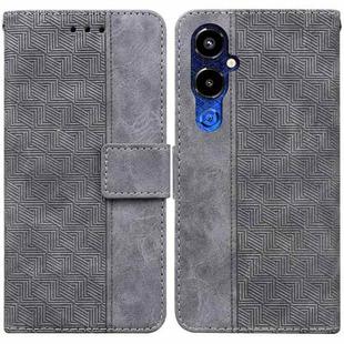 For Tecno Pova 4 Pro Geometric Embossed Flip Leather Phone Case(Grey)