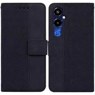 For Tecno Pova 4 Pro Geometric Embossed Flip Leather Phone Case(Black)