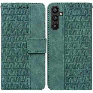 For Samsung Galaxy A34 5G Geometric Embossed Flip Leather Phone Case(Green)