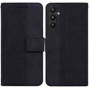 For Samsung Galaxy A34 5G Geometric Embossed Flip Leather Phone Case(Black)