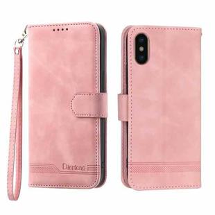 For iPhone X/XS Dierfeng Dream Line TPU + PU Leather Phone Case(Pink)