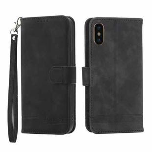 For iPhone X/XS Dierfeng Dream Line TPU + PU Leather Phone Case(Black)
