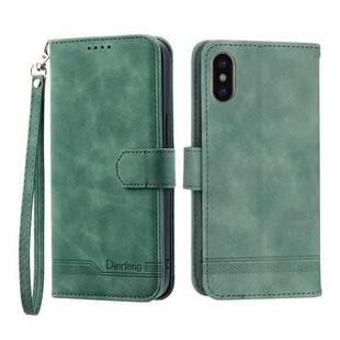 For iPhone X/XS Dierfeng Dream Line TPU + PU Leather Phone Case(Green)