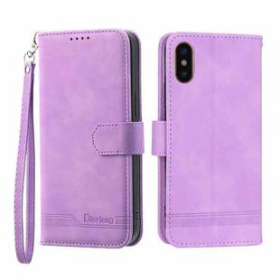 For iPhone X/XS Dierfeng Dream Line TPU + PU Leather Phone Case(Purple)