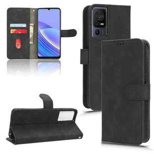 For TCL 40SE Skin Feel Magnetic Flip Leather Phone Case(Black)