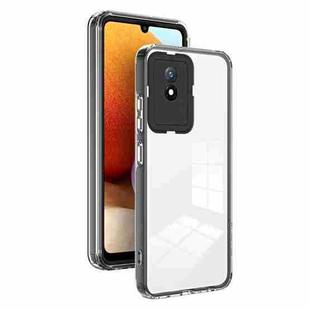For vivo Y02 4G 3 in 1 Clear TPU Color PC Frame Phone Case(Black)