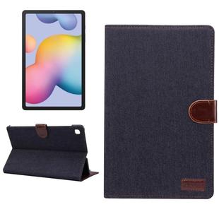 For Galaxy Tab S6 Lite P610 / P615 Horizontal Flip Denim Leather Case, with Holder & Card Slots & Wallet & Sleep / Wake-up Function(Black)