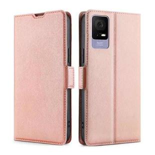 For TCL 405 / 406 / 408 Ultra-thin Voltage Side Buckle Horizontal Flip Leather Phone Case(Rose Gold)