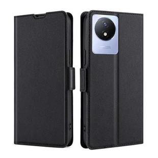 For vivo Y02 4G Ultra-thin Voltage Side Buckle Horizontal Flip Leather Phone Case(Black)