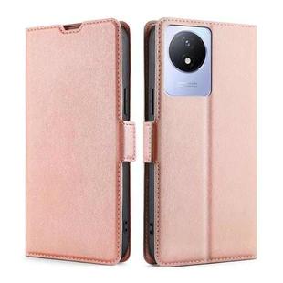 For vivo Y02 4G Ultra-thin Voltage Side Buckle Horizontal Flip Leather Phone Case(Rose Gold)