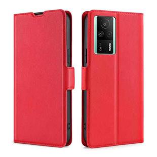 For Xiaomi Redmi K60E Ultra-thin Voltage Side Buckle Horizontal Flip Leather Phone Case(Red)