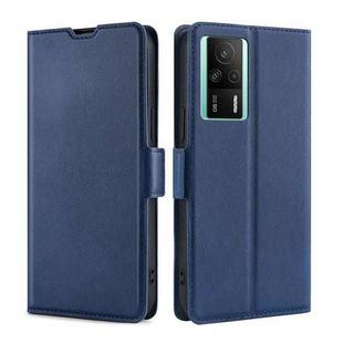 For Xiaomi Redmi K60E Ultra-thin Voltage Side Buckle Horizontal Flip Leather Phone Case(Blue)