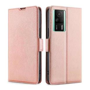 For Xiaomi Redmi K60E Ultra-thin Voltage Side Buckle Horizontal Flip Leather Phone Case(Rose Gold)