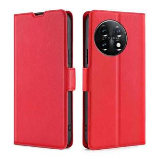 For OnePlus 11 Ultra-thin Voltage Side Buckle Horizontal Flip Leather Phone Case(Red)