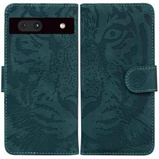 For Google Pixel 7a Tiger Embossing Pattern Flip Leather Phone Case(Green)