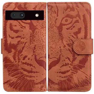 For Google Pixel 7a Tiger Embossing Pattern Flip Leather Phone Case(Brown)
