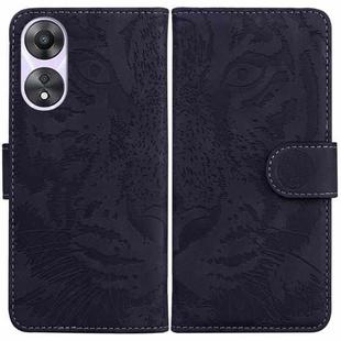 For OPPO A58 Tiger Embossing Pattern Flip Leather Phone Case(Black)