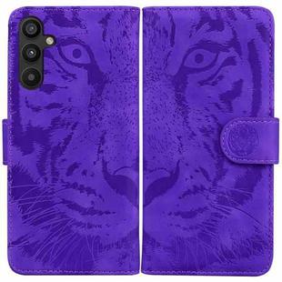 For Samsung Galaxy A34 5G Tiger Embossing Pattern Flip Leather Phone Case(Purple)