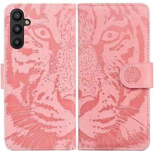 For Samsung Galaxy A34 5G Tiger Embossing Pattern Flip Leather Phone Case(Pink)