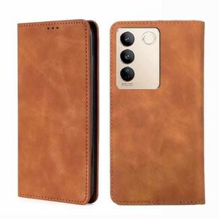 For vivo S16 / S16 Pro Skin Feel Magnetic Horizontal Flip Leather Phone Case(Light Brown)