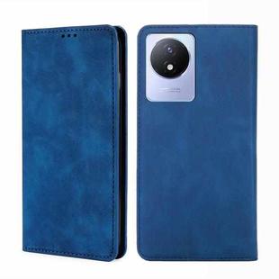 For vivo Y02 4G Skin Feel Magnetic Horizontal Flip Leather Phone Case(Blue)