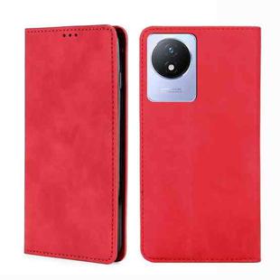 For vivo Y02 4G Skin Feel Magnetic Horizontal Flip Leather Phone Case(Red)