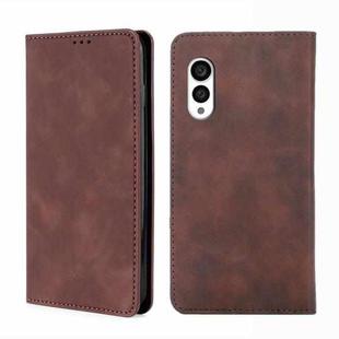 For Fujitsu Arrows N F-51C Skin Feel Magnetic Horizontal Flip Leather Phone Case(Dark Brown)