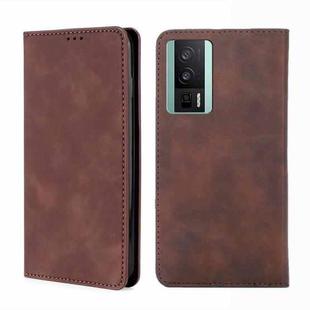 For Xiaomi Redmi K60 / K60 Pro Skin Feel Magnetic Horizontal Flip Leather Phone Case(Dark Brown)