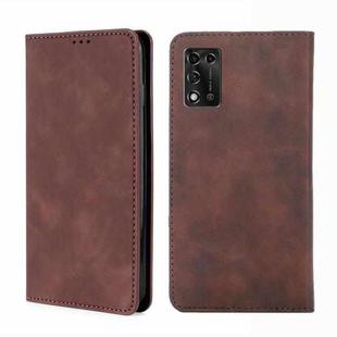 For ZTE Libero 5G III Skin Feel Magnetic Horizontal Flip Leather Phone Case(Dark Brown)