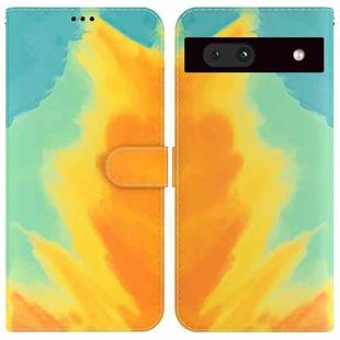 For Google Pixel 7a Watercolor Pattern Flip Leather Phone Case(Autumn Leaf)