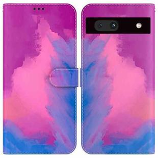 For Google Pixel 7a Watercolor Pattern Flip Leather Phone Case(Purple Red)